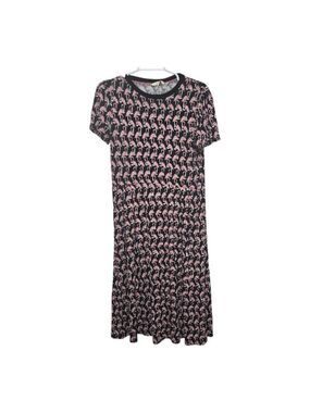 Boden Flamingo Print Short Sleeve Midi Dress 10P
